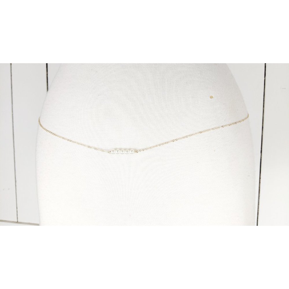 Lightweight dainty gold metal beaded chain link belly chain belt